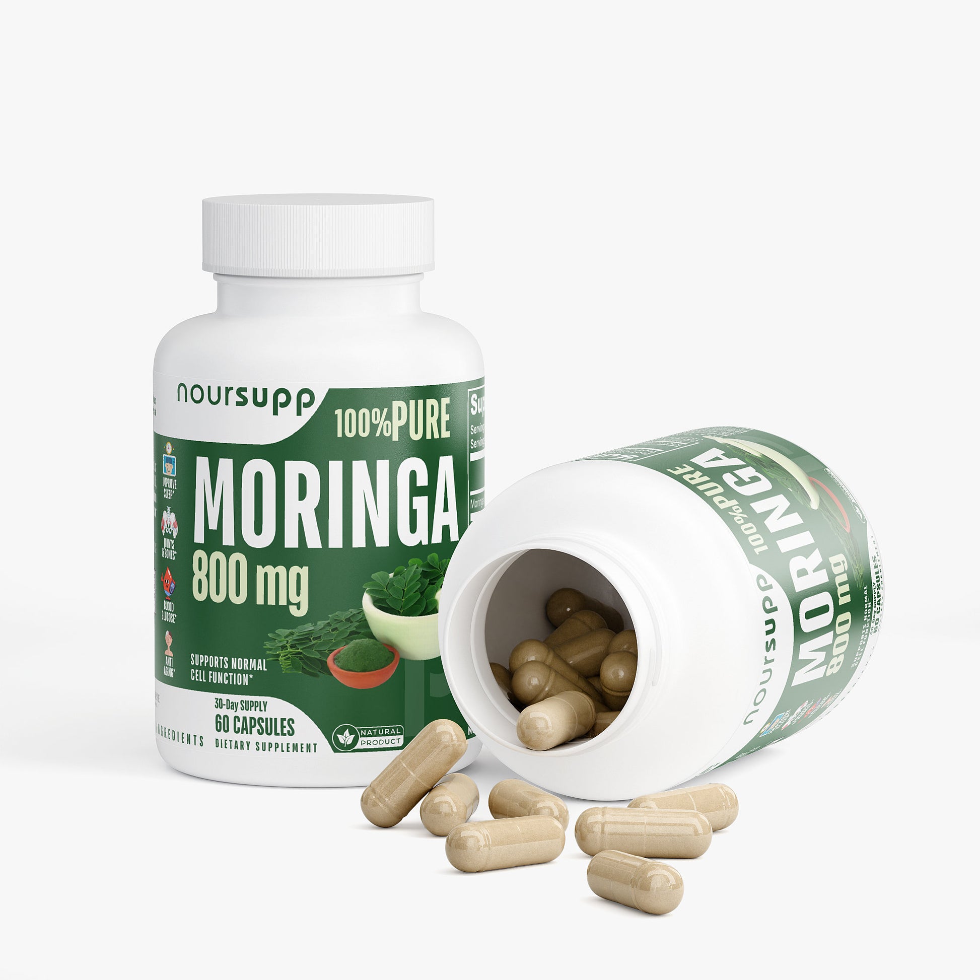 100% Pure Moringa 800mg 30-Day Supply 60 Caps