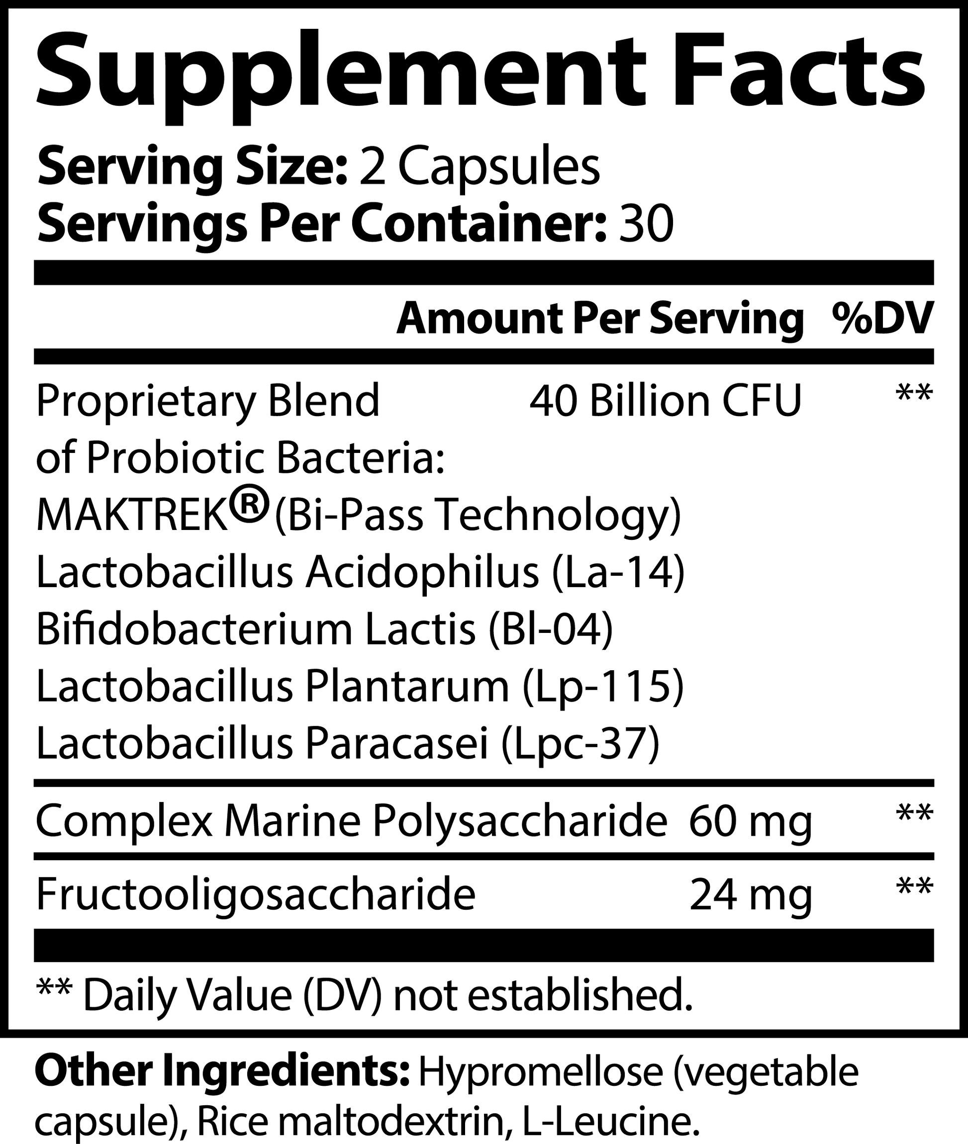 100% Natural Probiotic 40 Billion with Prebiotics