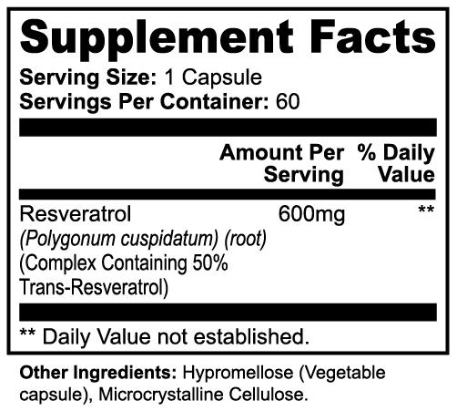 Vegan Resveratrol 50% Antioxidant 600mg